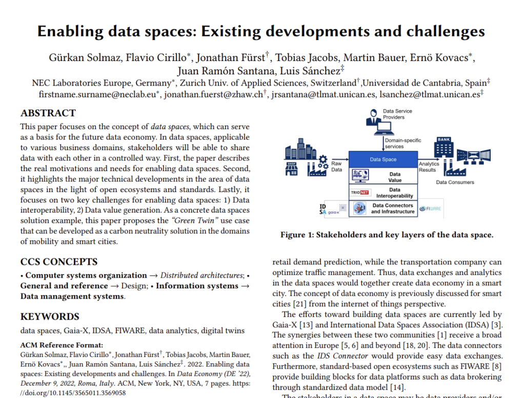 Enabling data spaces: existing developments and challenges